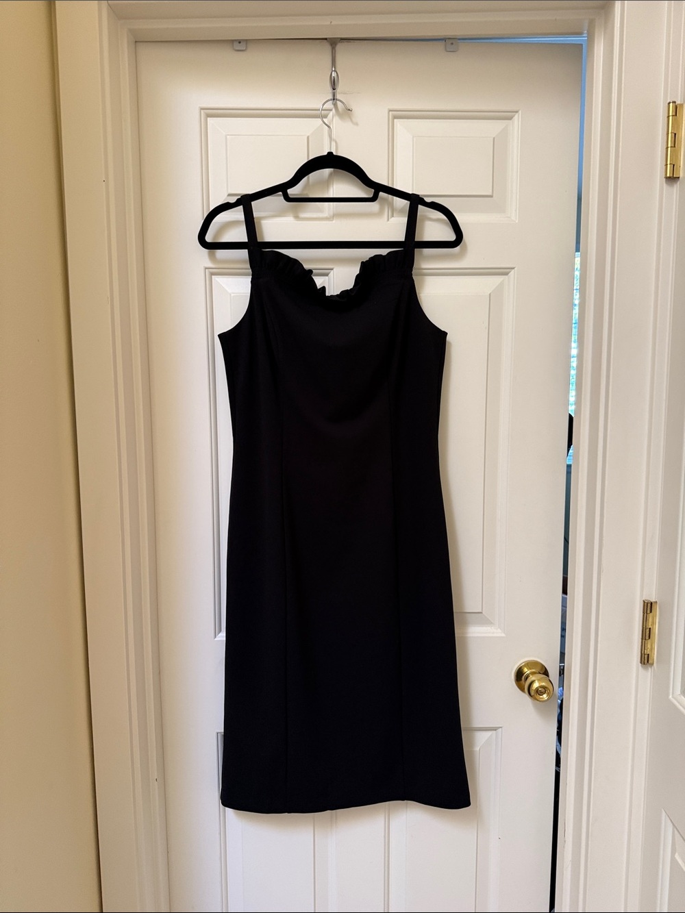 White House Black Market Black Ruffle-Neck Midi Dress